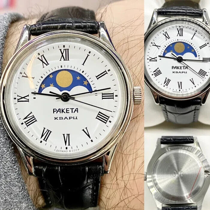 Raketa Lunnik Watch Mechanical Mens Soviet Wristwatch USSR Vintage