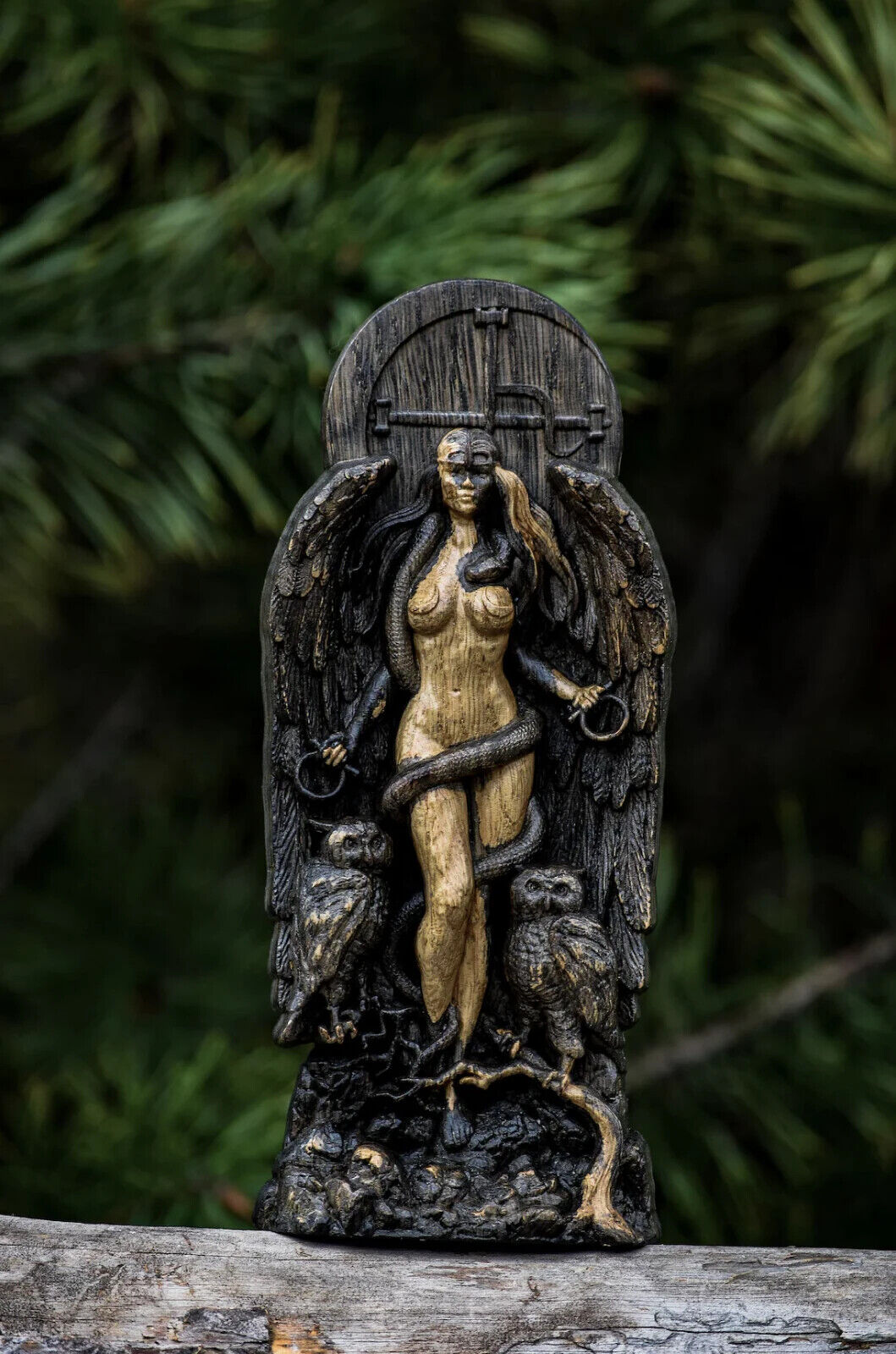 Lilith, Ishtar, Inanna, Wood Carved Astaroth Statue New Gift