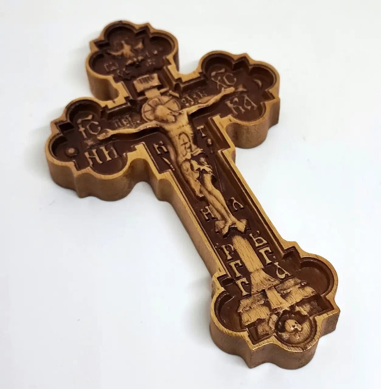 8" Wooden Cross Orthodox Carved Crucifix Jesus Christ Hand Gift Religious New