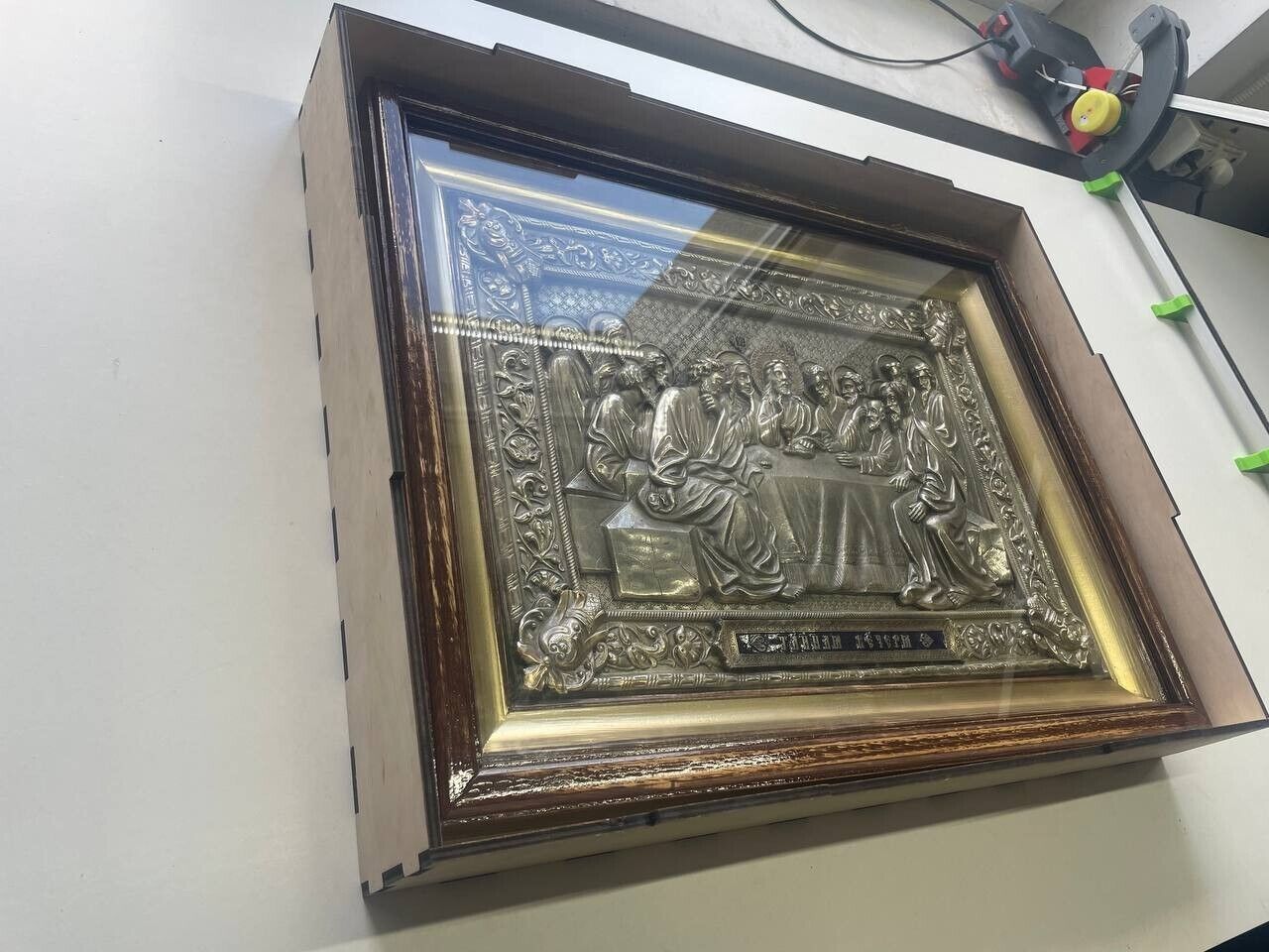24" Last Supper Wall Icon Author's Work Religious Silver Jesus & Apostles