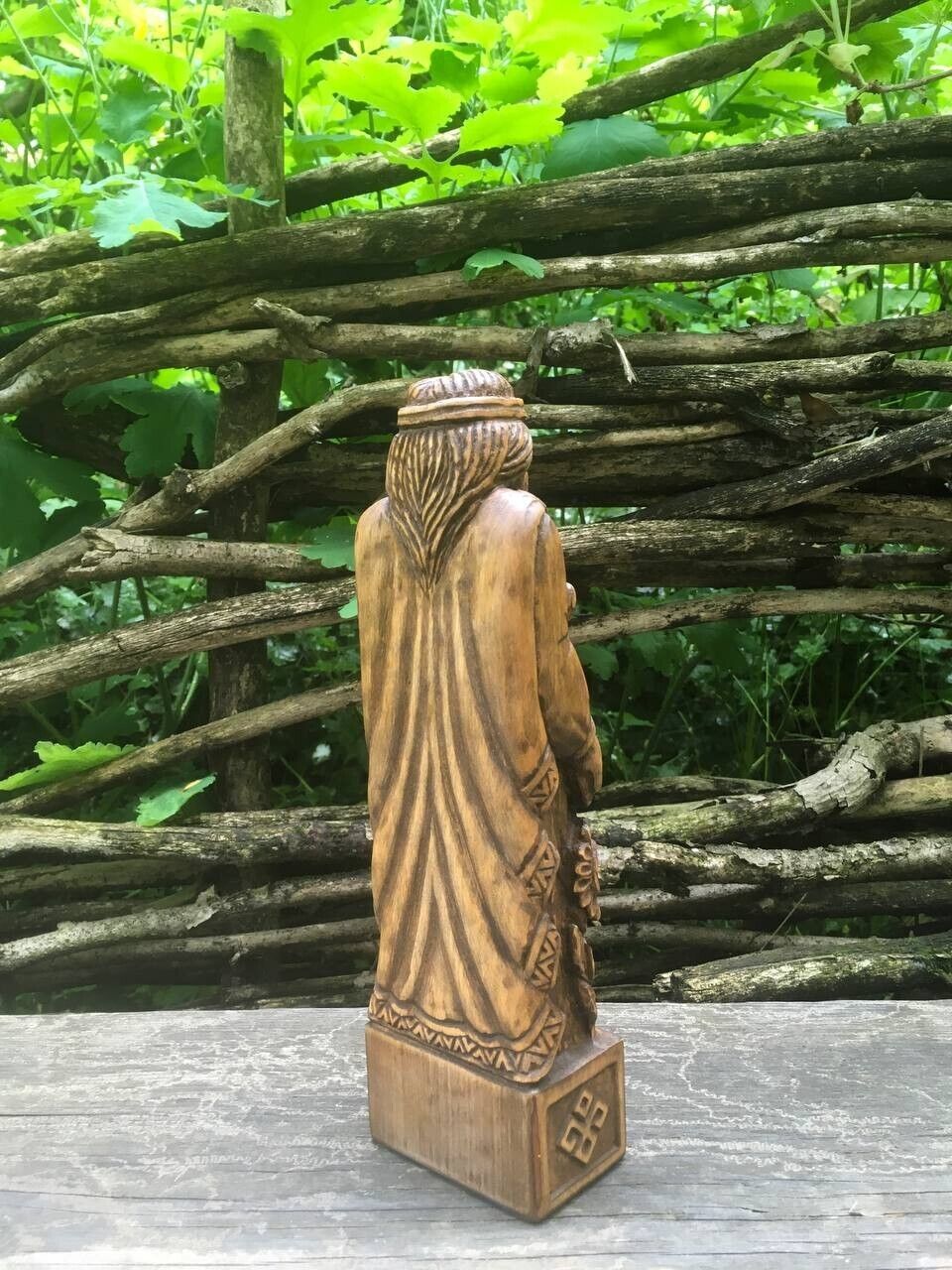 Dazhbog Statue Slaviс God Wooden Carved Figure Wood Handmade Decor Height 10in