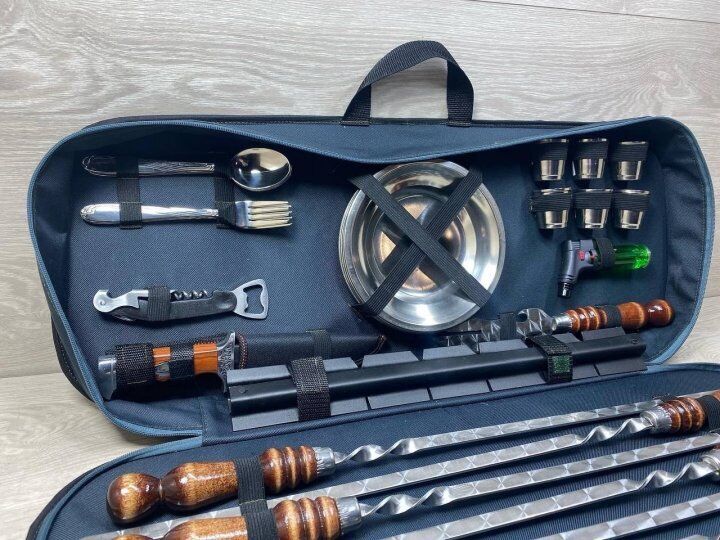 Exclusive Handmade Camping set skewers BBQ Barbecue Grill soft case NEW GIFT