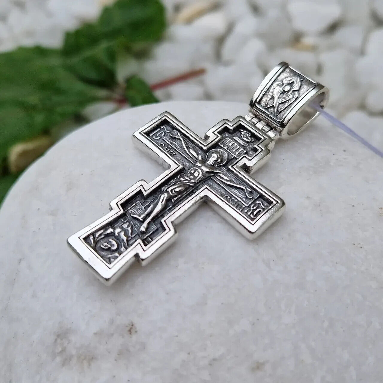 New Pendant Cross Jesus Christ Crucifix Orthodox Necklac Sterling 925 Silver Men