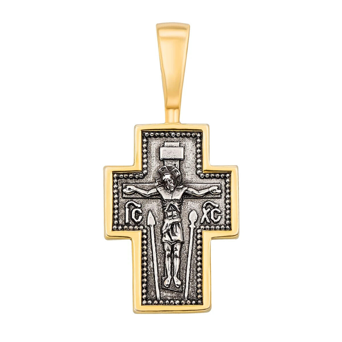 New Pendant Cross Jesus Christ Crucifix Orthodox Russian Sterling 925 Silver