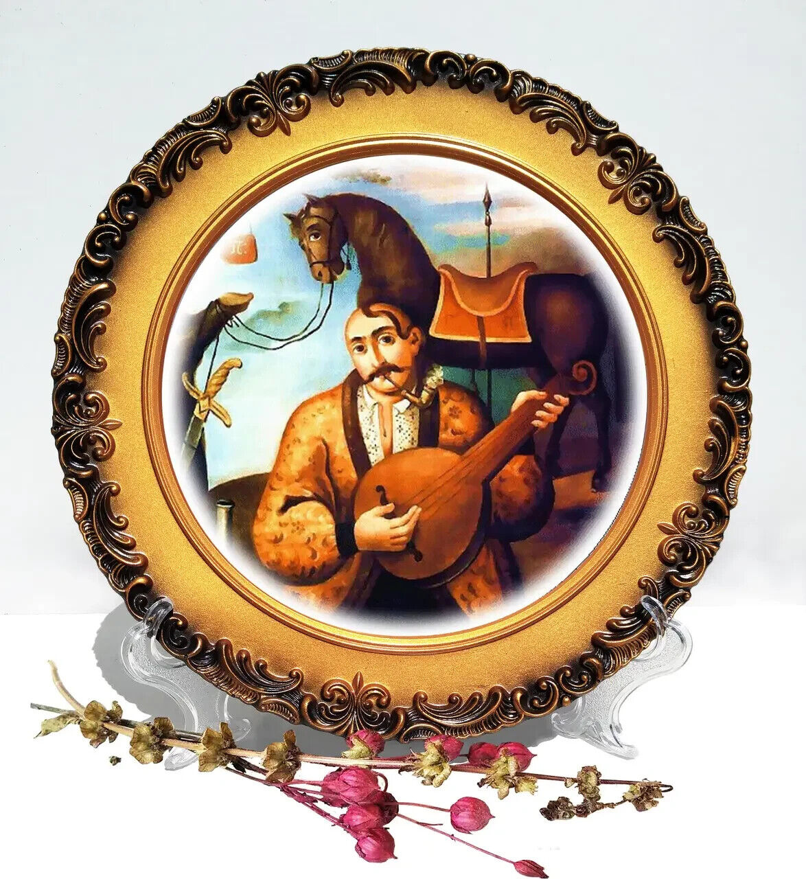 Decorative Plate Kozak Mamai Hand-painted Symbol Kazak Ukraine