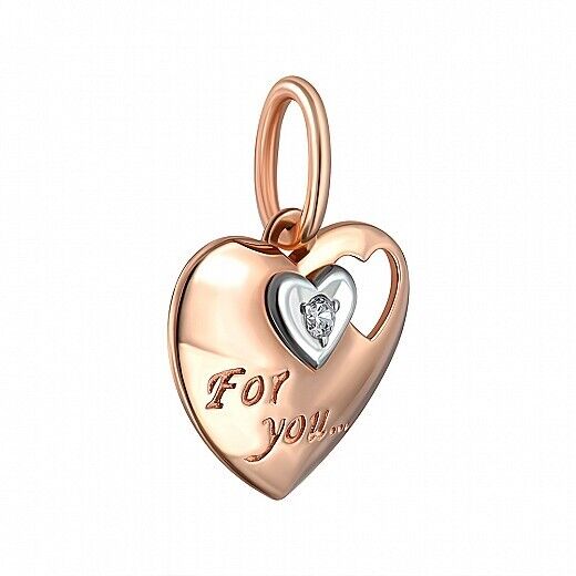 Pendant Ukrainian For You Heart Ukraine UA Necklace Jewelry Charm 14k gold (585)