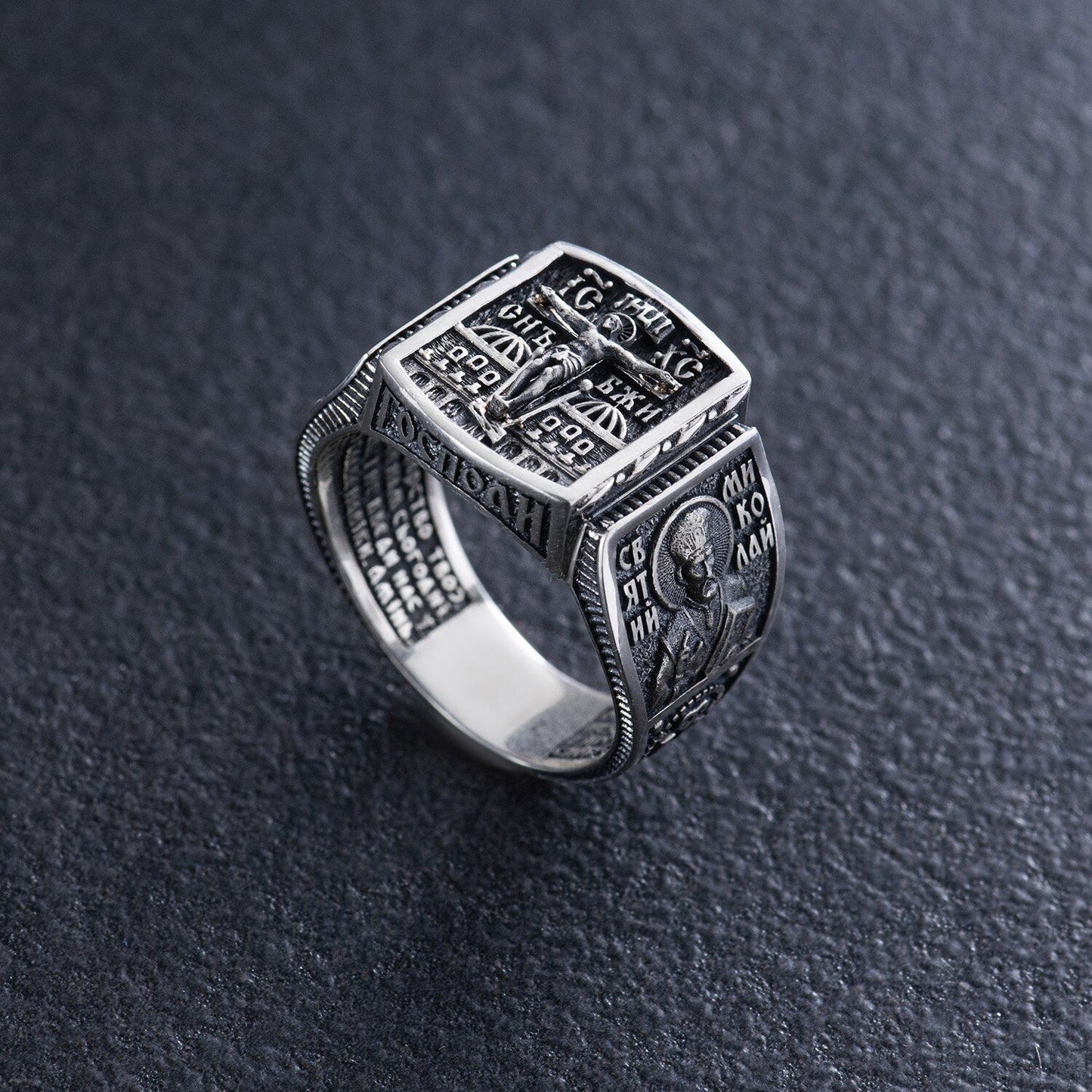 Silver 925 Ring - Orthodox Jesus - Religious Jewelry Cross Signet SIZES