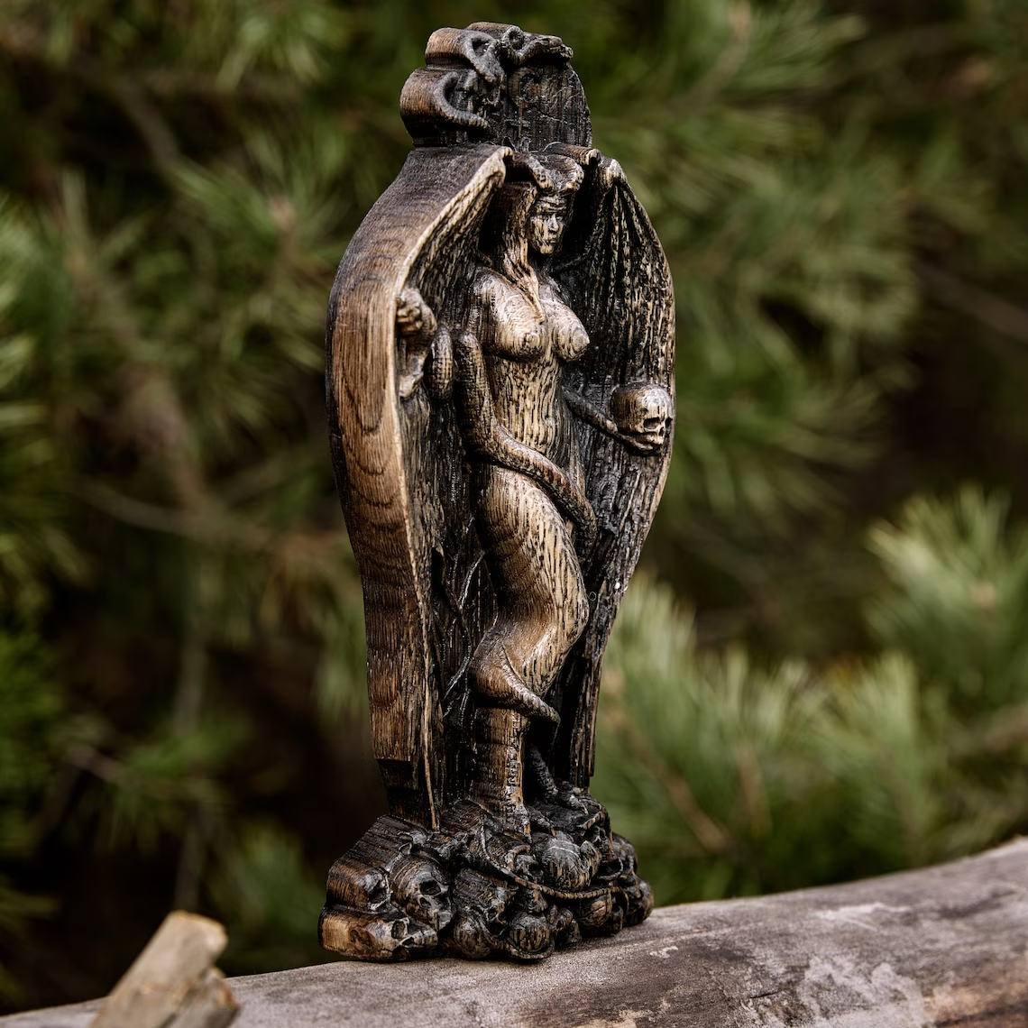 Lilith, Ishtar, Inanna, Handcrafted Wooden Statue of Goddess Lilith - Exquisite
