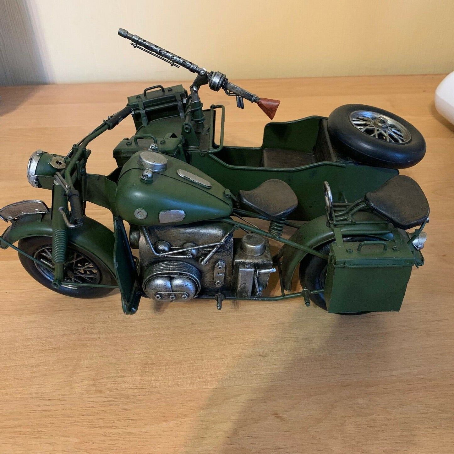 13.5" Amazing Motorcycle Scale Model German Deutsch Vintage WWll Handmade Vintag