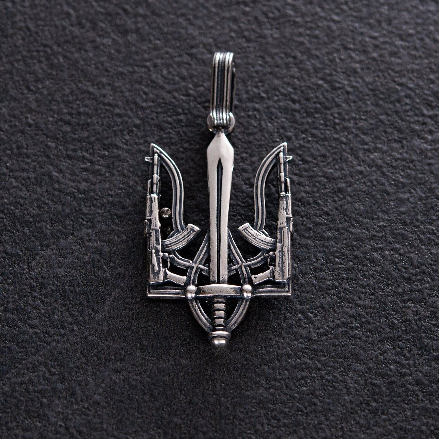 Pendant Ukrainian Trident Tryzub Ukraine Necklace Jewelry Charm Silver