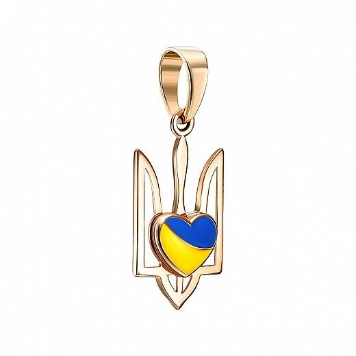 Pendant Trident Heart Flag Ukraine Truzyb Necklace Jewelry Charm 14k gold (585)