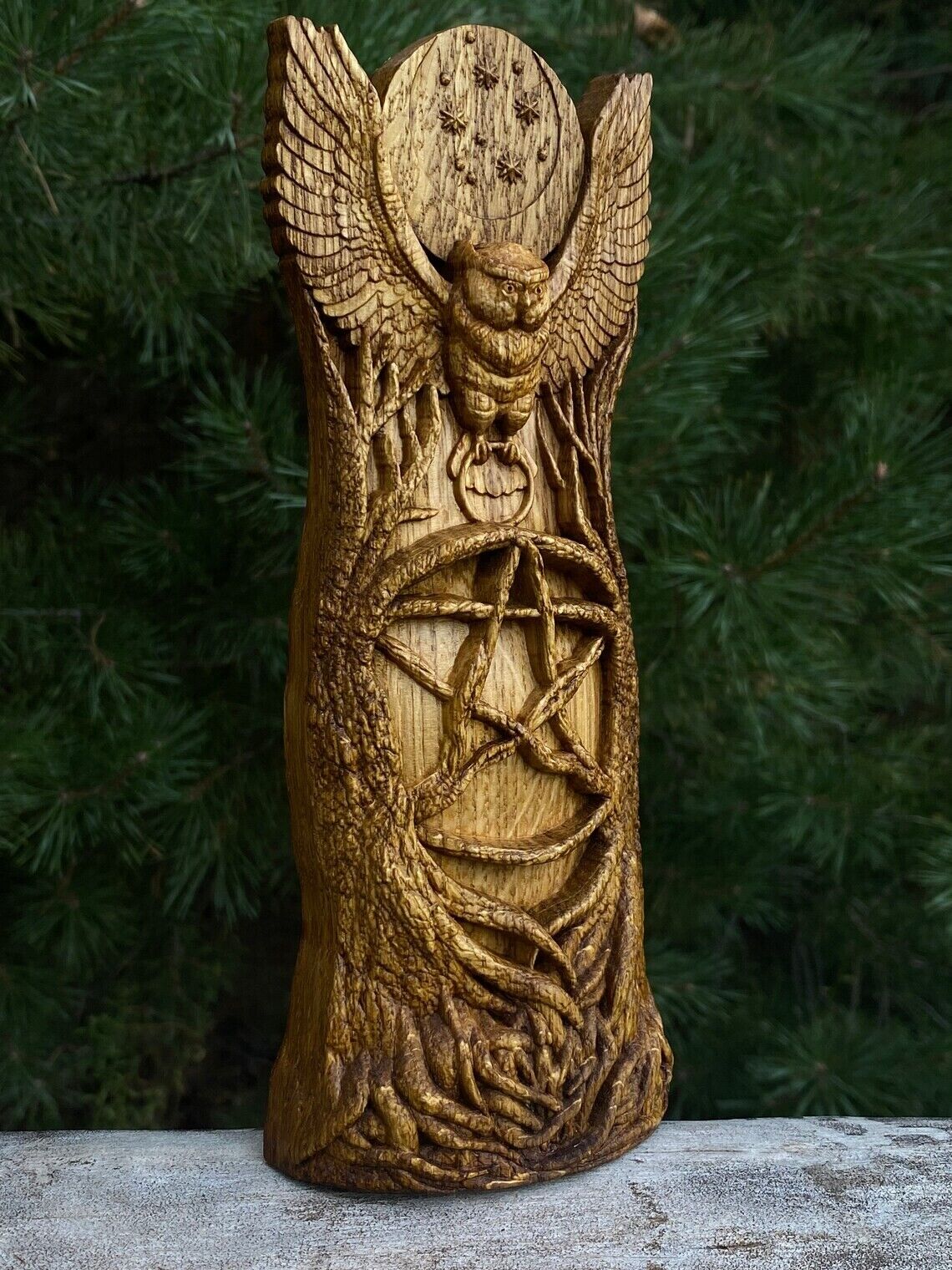Hecate's Owl statue, Greek goddess, Pagan paganism God Altar sculpture Figurine