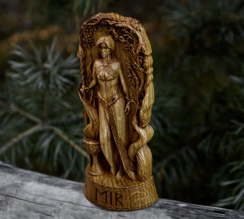 Wooden Statue of Eir - The Healing Whisper of Norse Pantheon New Gift