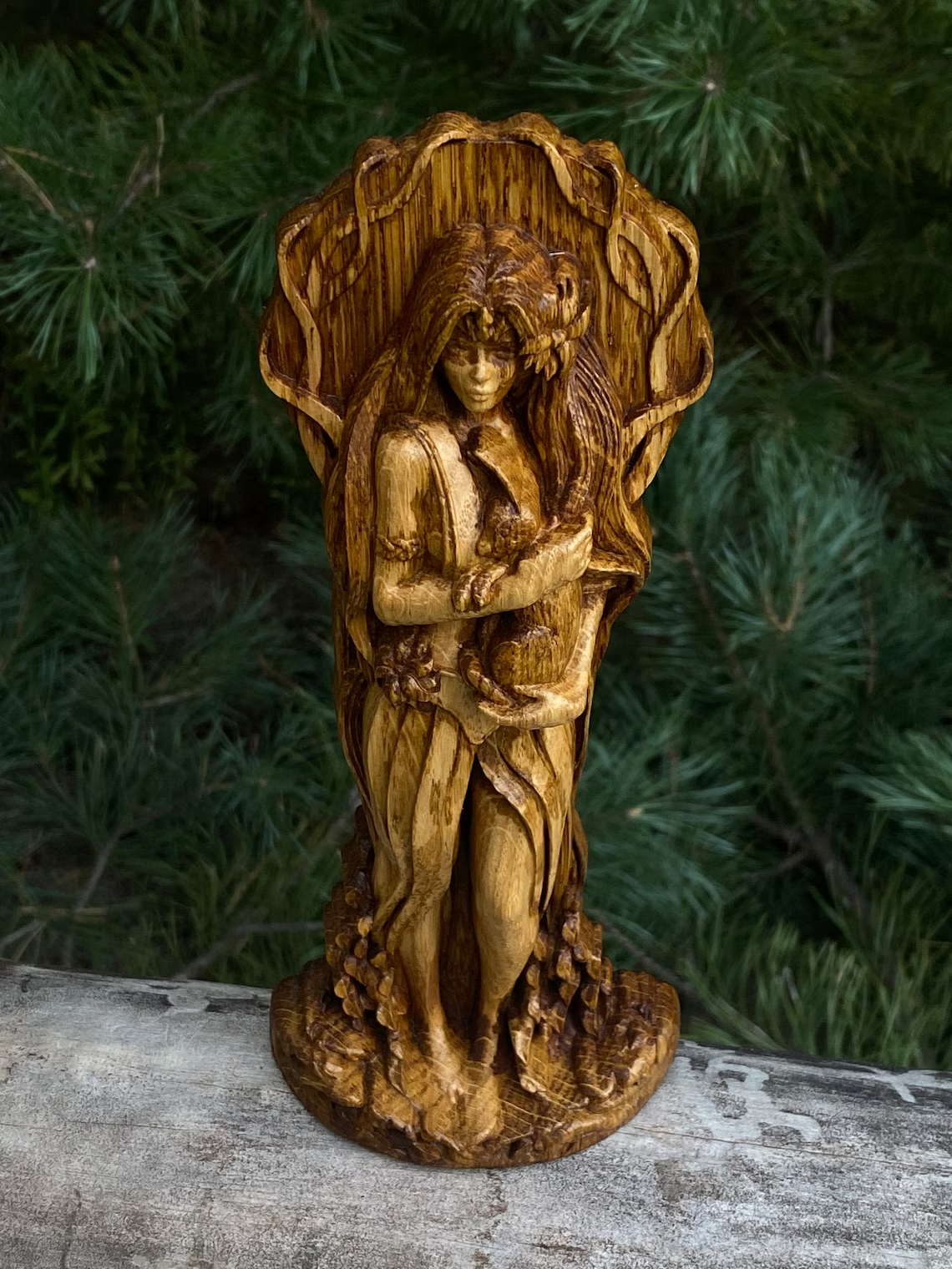 Goddess Ostara Handcrafted Wooden Statue - Embrace the Spring Equinox New Gift