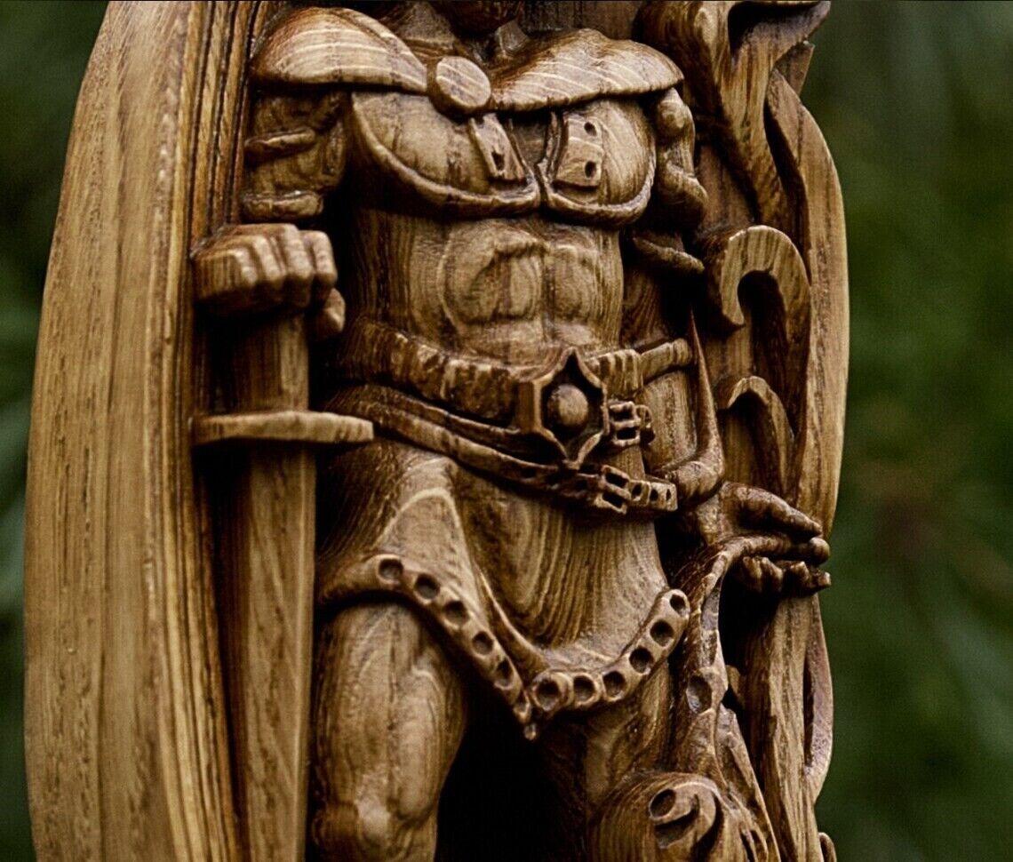 Heimdal, Heimdall God viking god Wood carved statue Pagan paganism God Altar scu