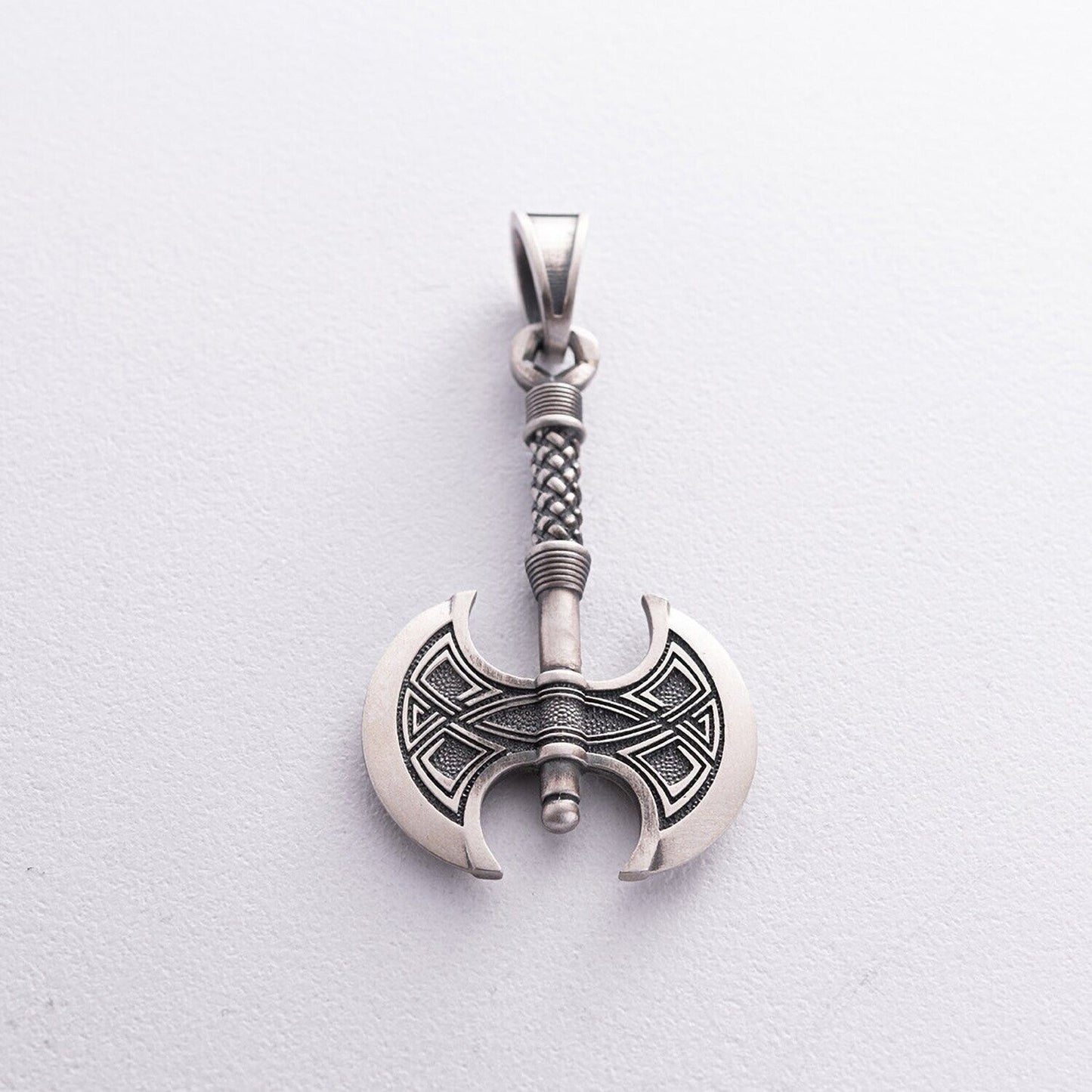 13.1 gr Men's Double Ax Axe Viking Norse Art Necklace Pendant Silver 925