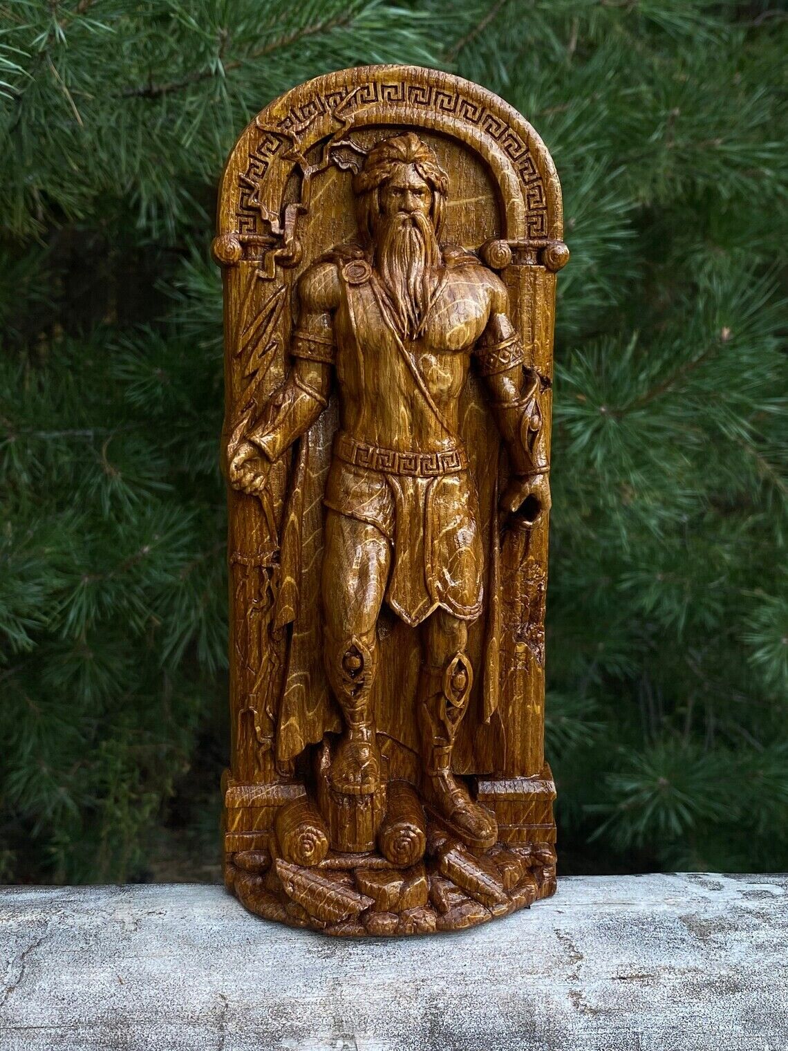 Zeus statue Greek statue ancient paganism Greek god wooden figure Norse pagan