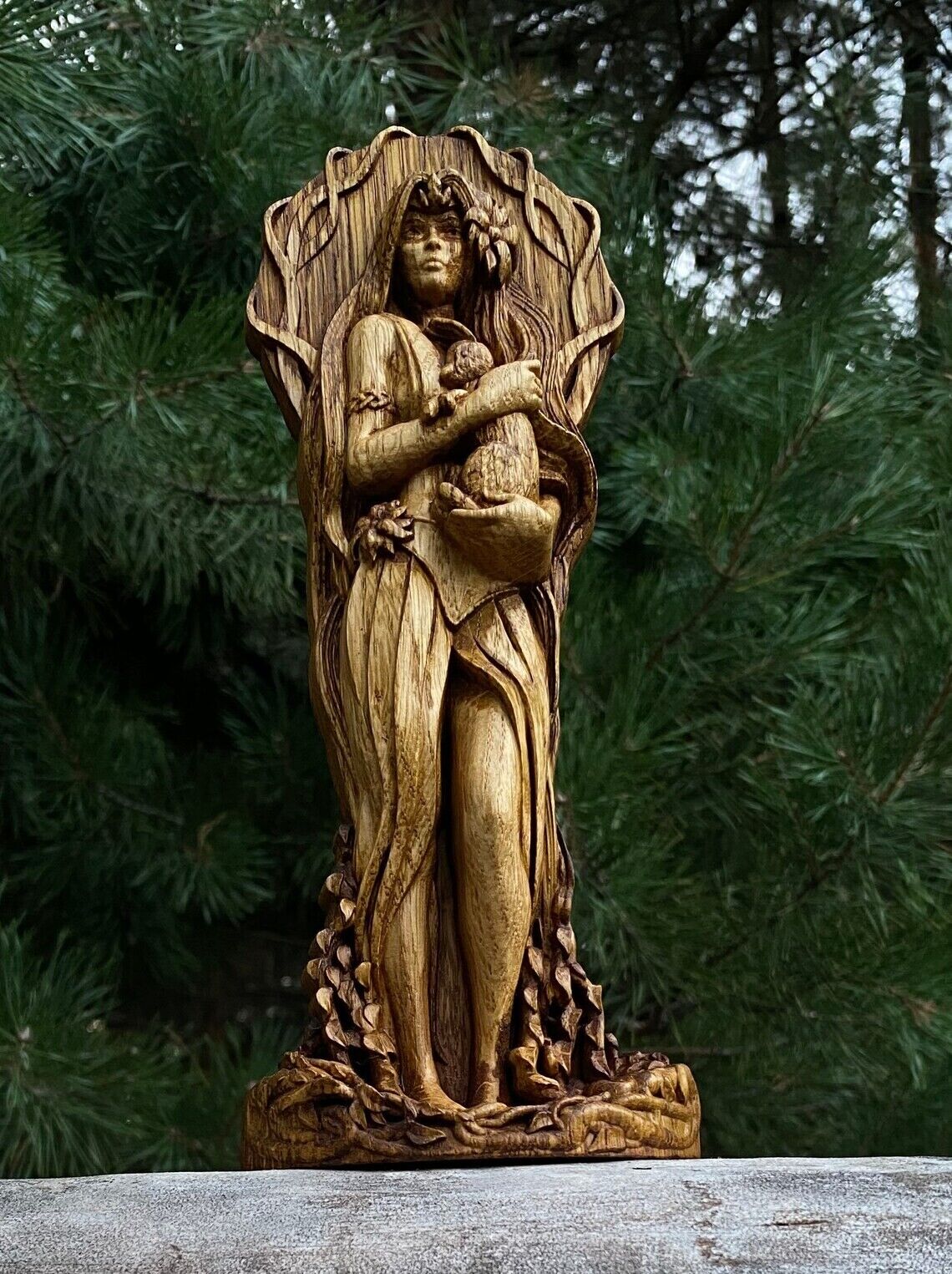 Goddess Ostara Handcrafted Wooden Statue - Embrace the Spring Equinox New Gift