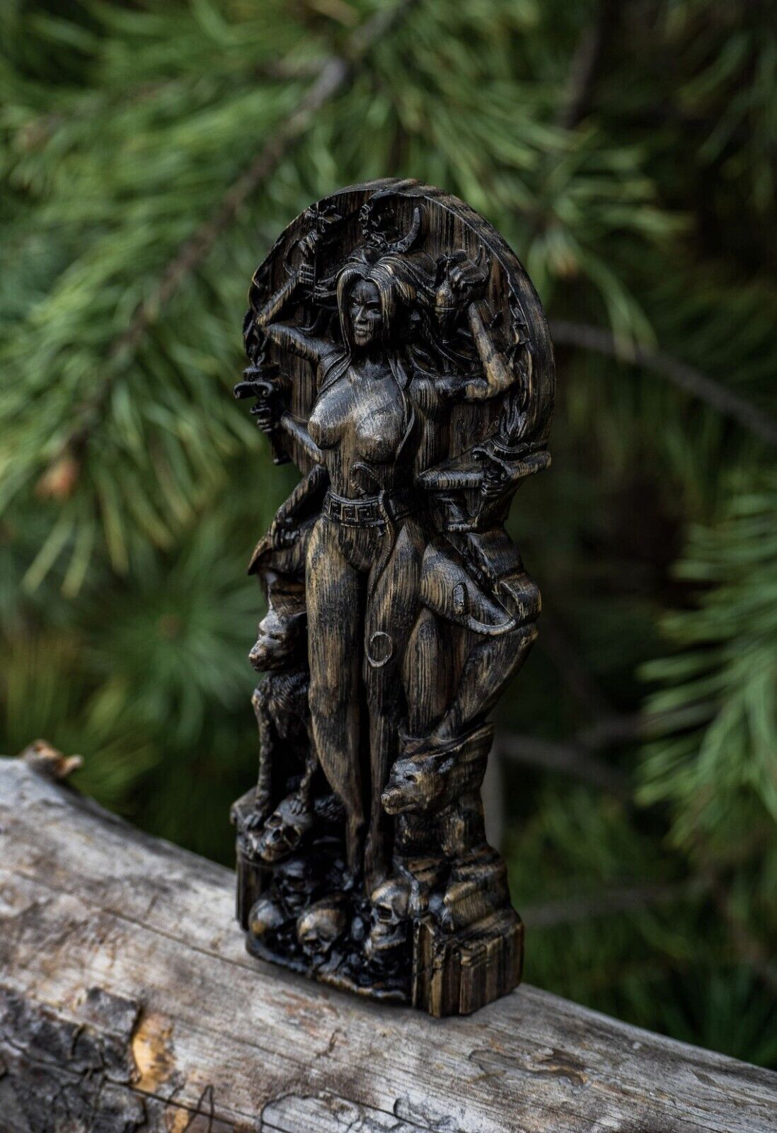 Embrace Ancient Wisdom Handcrafted Wooden Statue Greek Goddess Hecate New Gift