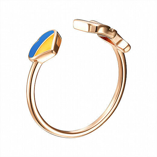 Ring Ukrainian Flag Ukraine Symbol Love Heart Jewelry Charm Sizes 14k gold (585)
