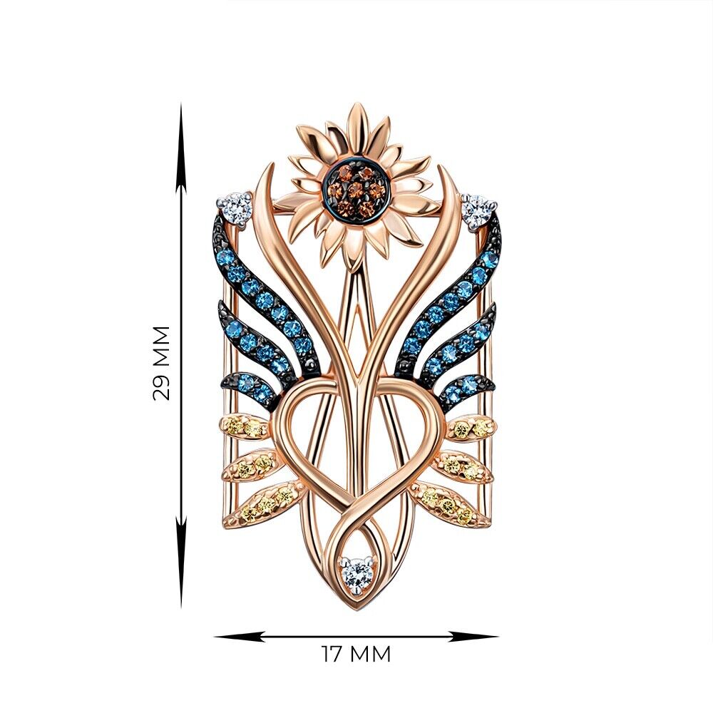 New Pendant - Sunflower Trident Тризуб Ukrainian Necklace Jewelry 14k gold (585)