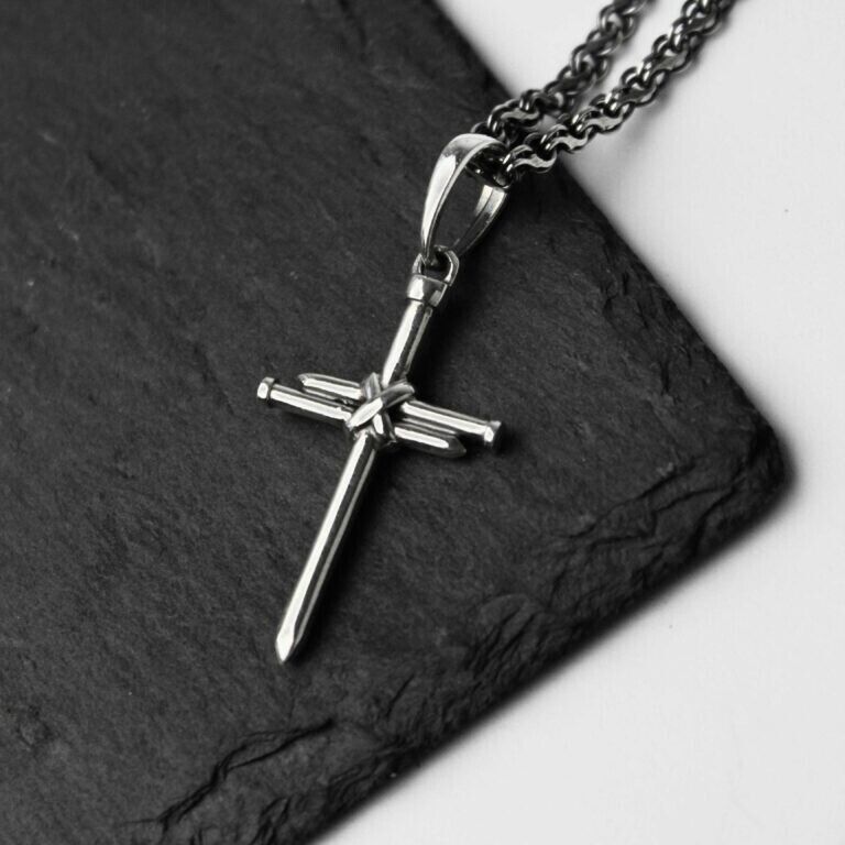 Silver 925 Pendant Cross Nails Without Crucifix Jewelry Necklace