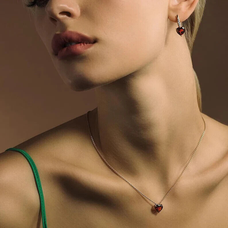 New Garnet Earrings Solid Huggy Earrings Delicate Gift Jewelry 14k gold (585)