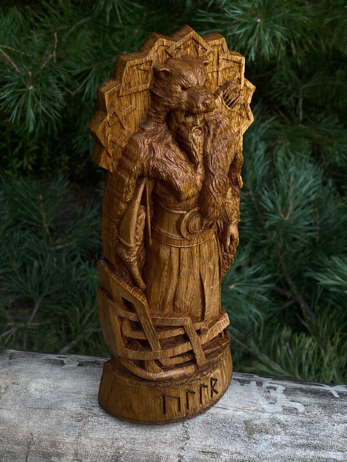 Ullr, God viking Wood carved statue Pagan paganism God, Altar sculpture pantheon