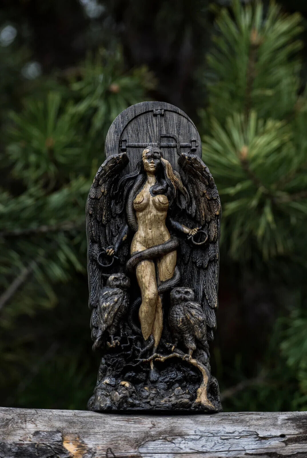 Lilith, Ishtar, Inanna, Wood Carved Astaroth Statue New Gift