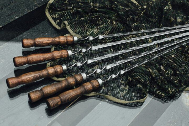29" Exclusive Handmade Camping Set of Skewers BBQ 10pcs with soft case 75cm