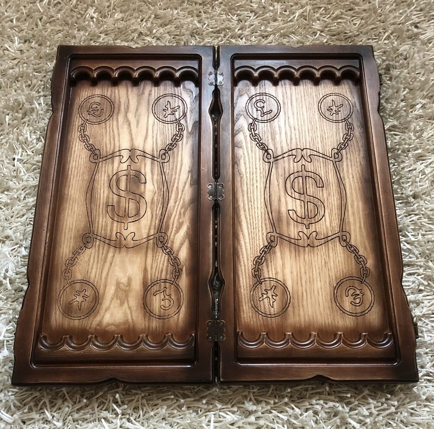 Artwork Backgammon "100 Dollars Benjamin Franklin" – Handcrafted Wooden Backgammon Set (58x28cm / 22.8x11 inches)
