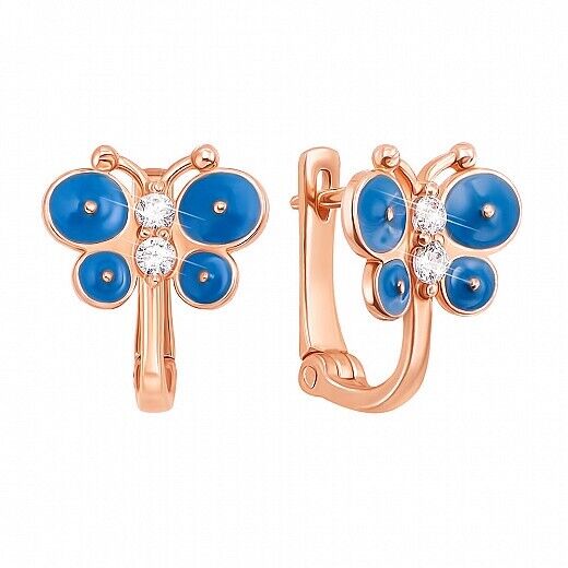 Earrings Nice Сhild Symbol Butterfly Jewelry Charm 14k gold (585) Ukrainian