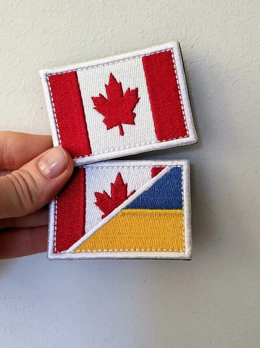 Lot of 2-Ukraine Patch - Chevron ZSU - military Flag Ukraine+Flag Canada