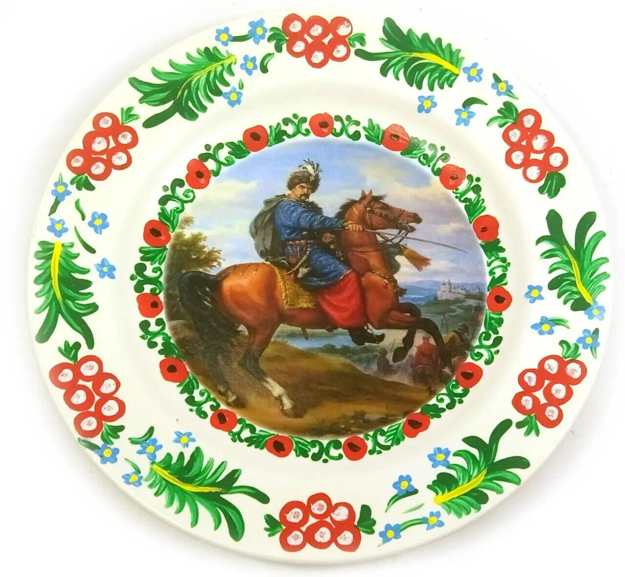Decorative Plate Kozak on a horse Hand-painted Ukrainian Symbol Kazak Ukraine UA