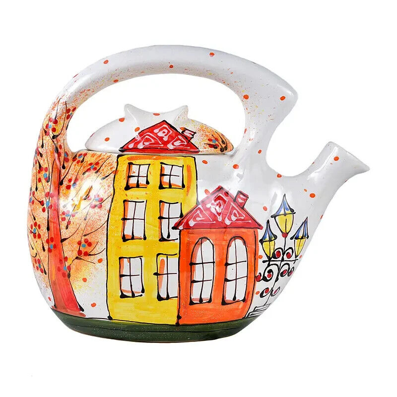 Ceramic Brewing Kettle Tea Pot Teapot Ukrainian Ornament Vintage Style 3.0L