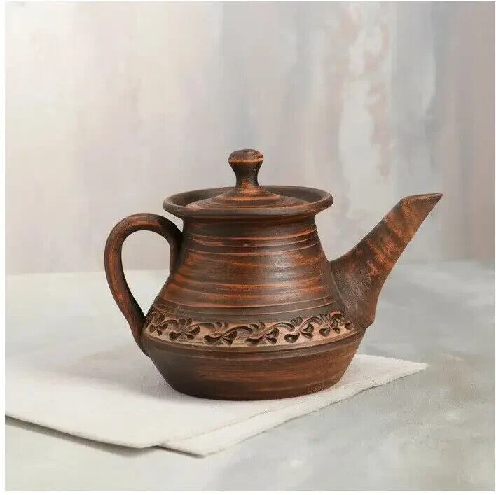 Сlay Teapot Tea Pot Red Clay 1.5l Ceramic Tableware Ornament Ukrainian Decor