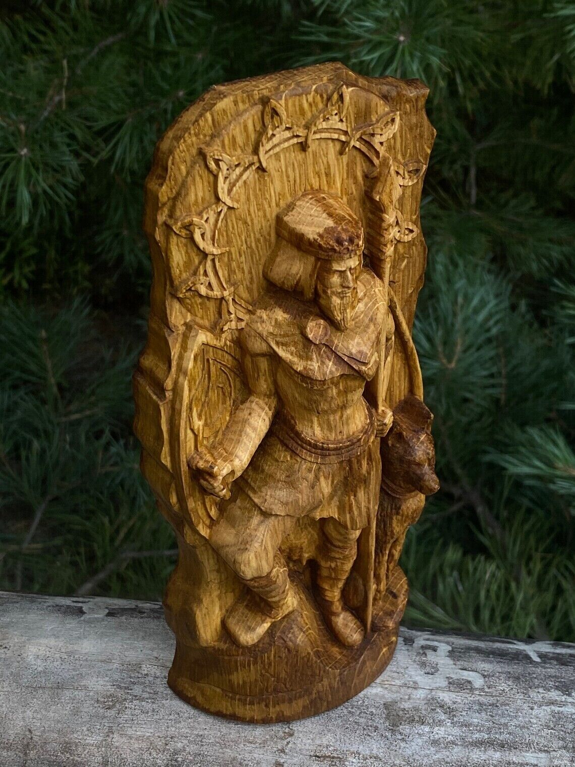 Exclusive statue - God Lugh Wood carved Figurine Wooden Artwork altar New Gift