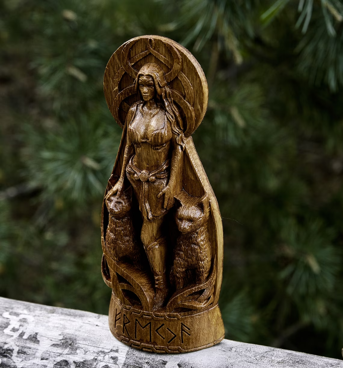 Freya God Viking Wooden carved statue Pagan Paganism God Altar Sculpture Gift