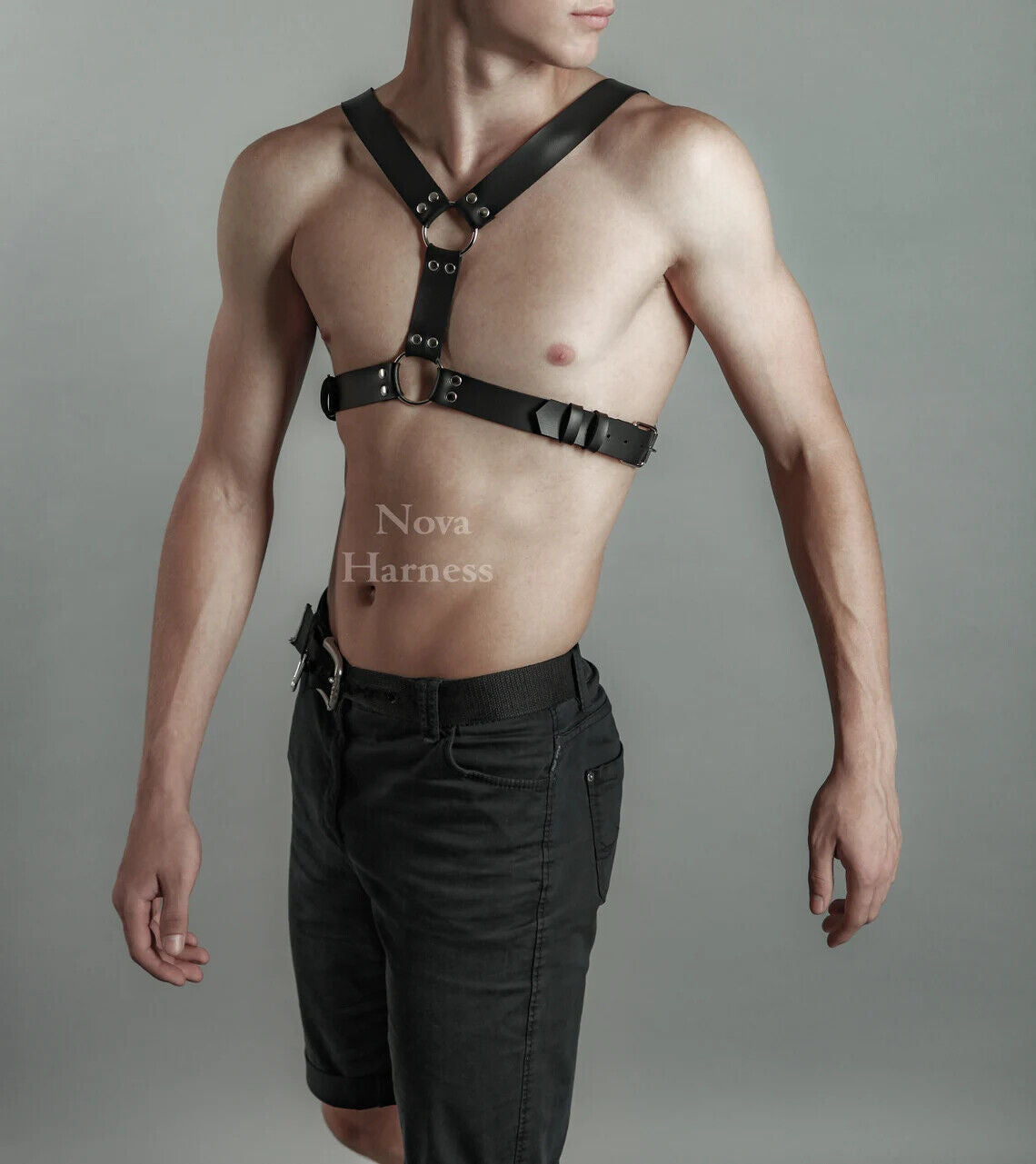 Leather Harness Men Black Rave Plus Size Man Custom