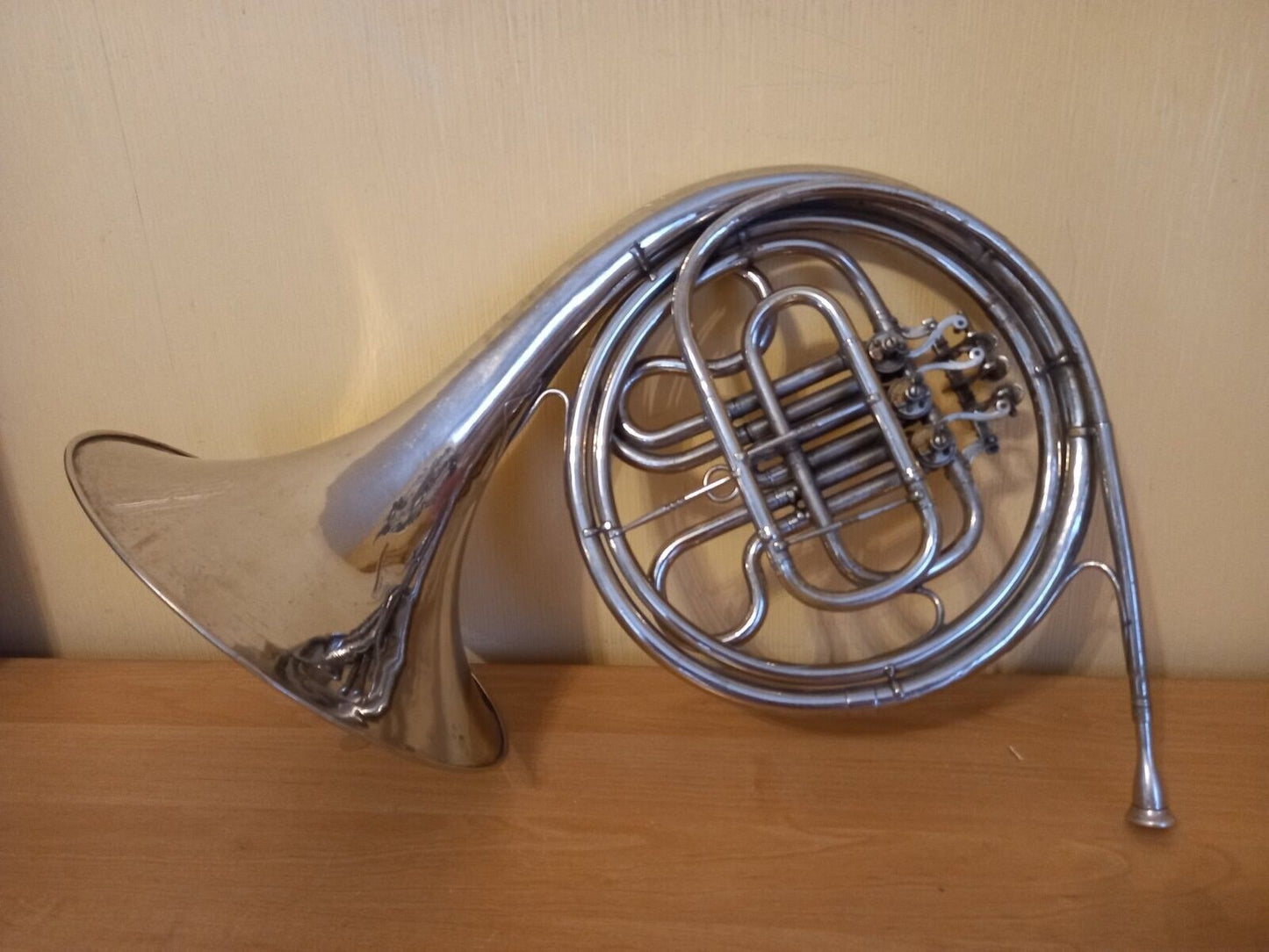 French Horn in F - USSR Leningrad Soviet Trumpet Old 3 Valve Vintage and Rare