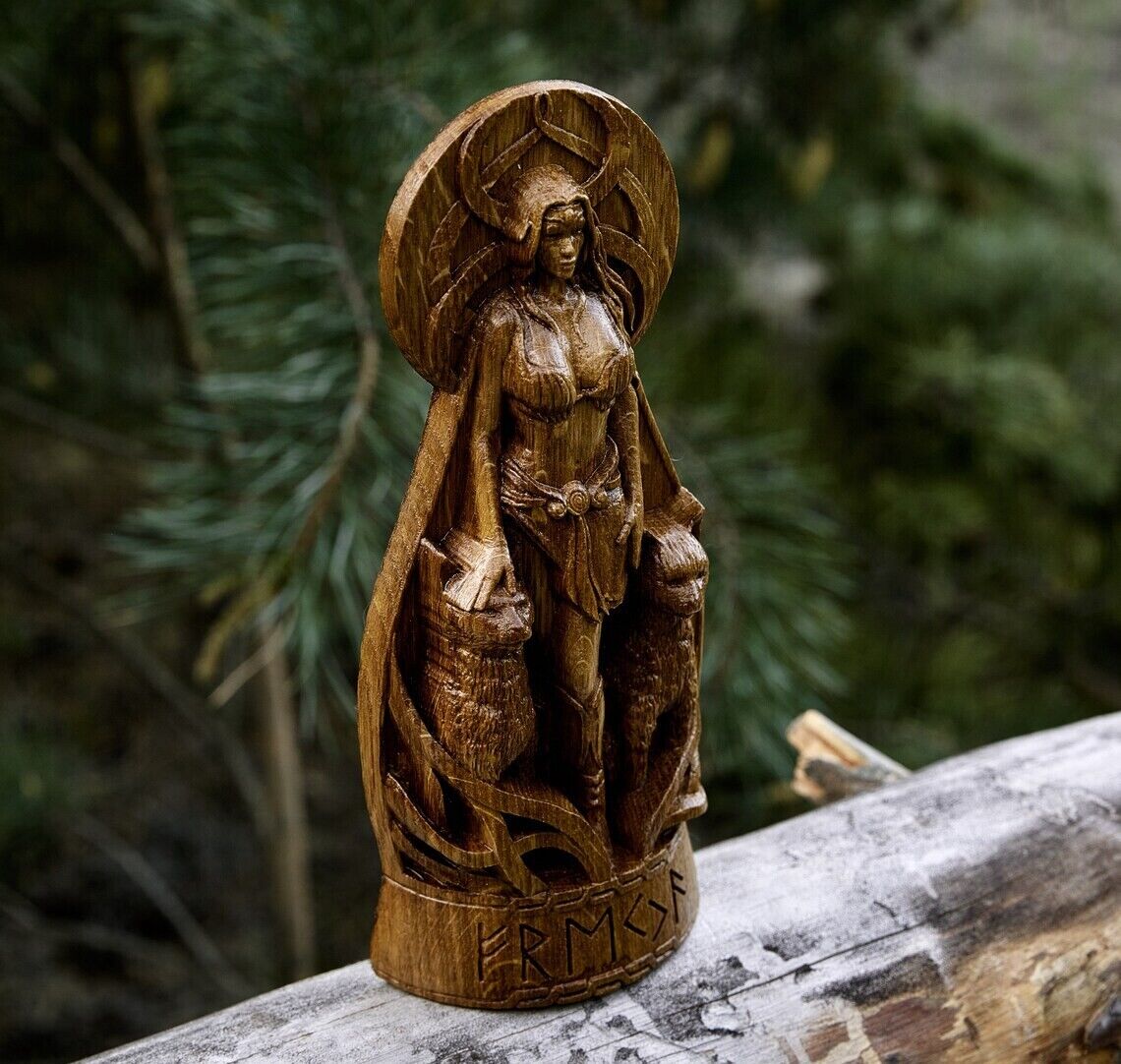 Freya God Viking Wooden carved statue Pagan Paganism God Altar Sculpture Gift