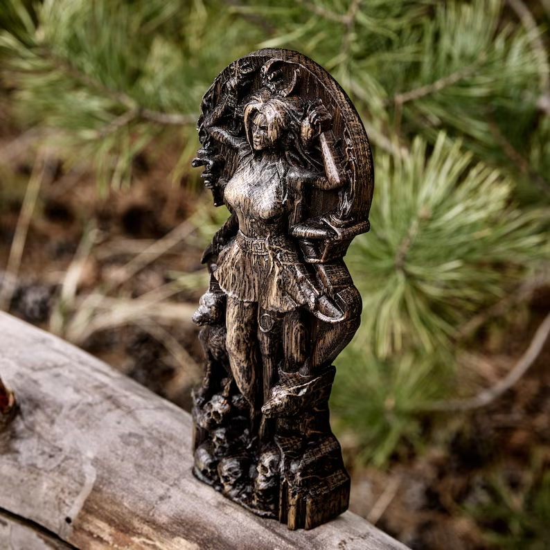 Hecate Ancient Wisdom Handcrafted Wooden Statue Greek Goddess Altar New Gift