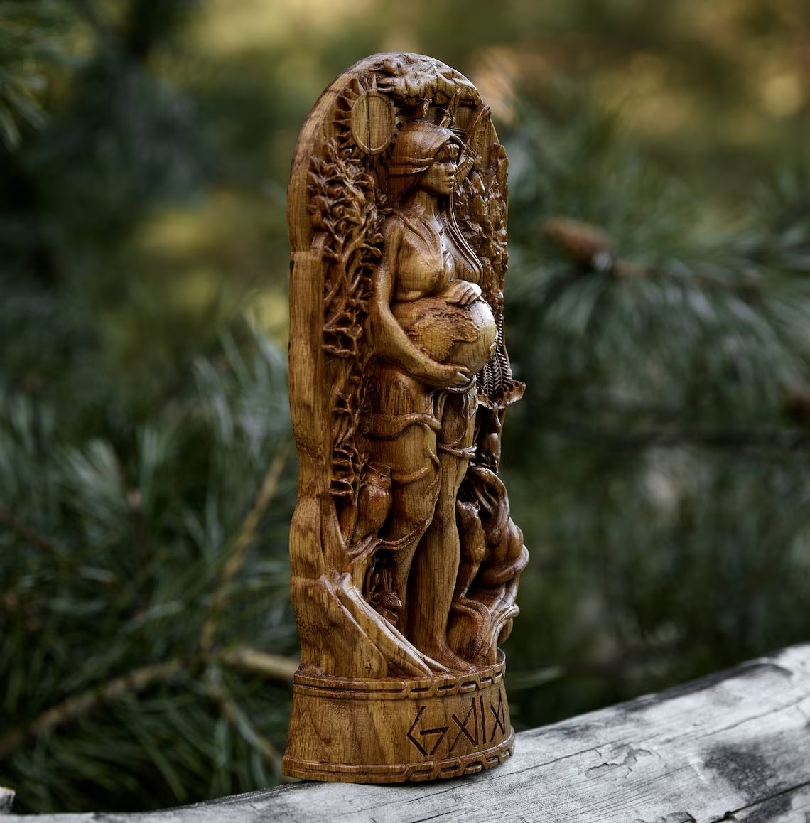 Goddess Gaia Handcrafted Wooden Statue Embrace the Divine Mother of All New Gift