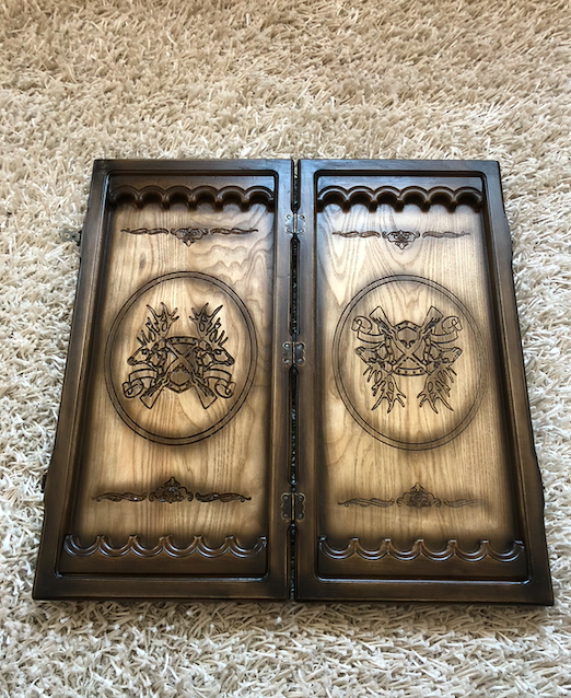 Artwork Backgammon "Hunting" – Handcrafted Wooden Backgammon Set (58x28cm / 22.8x11 inches)