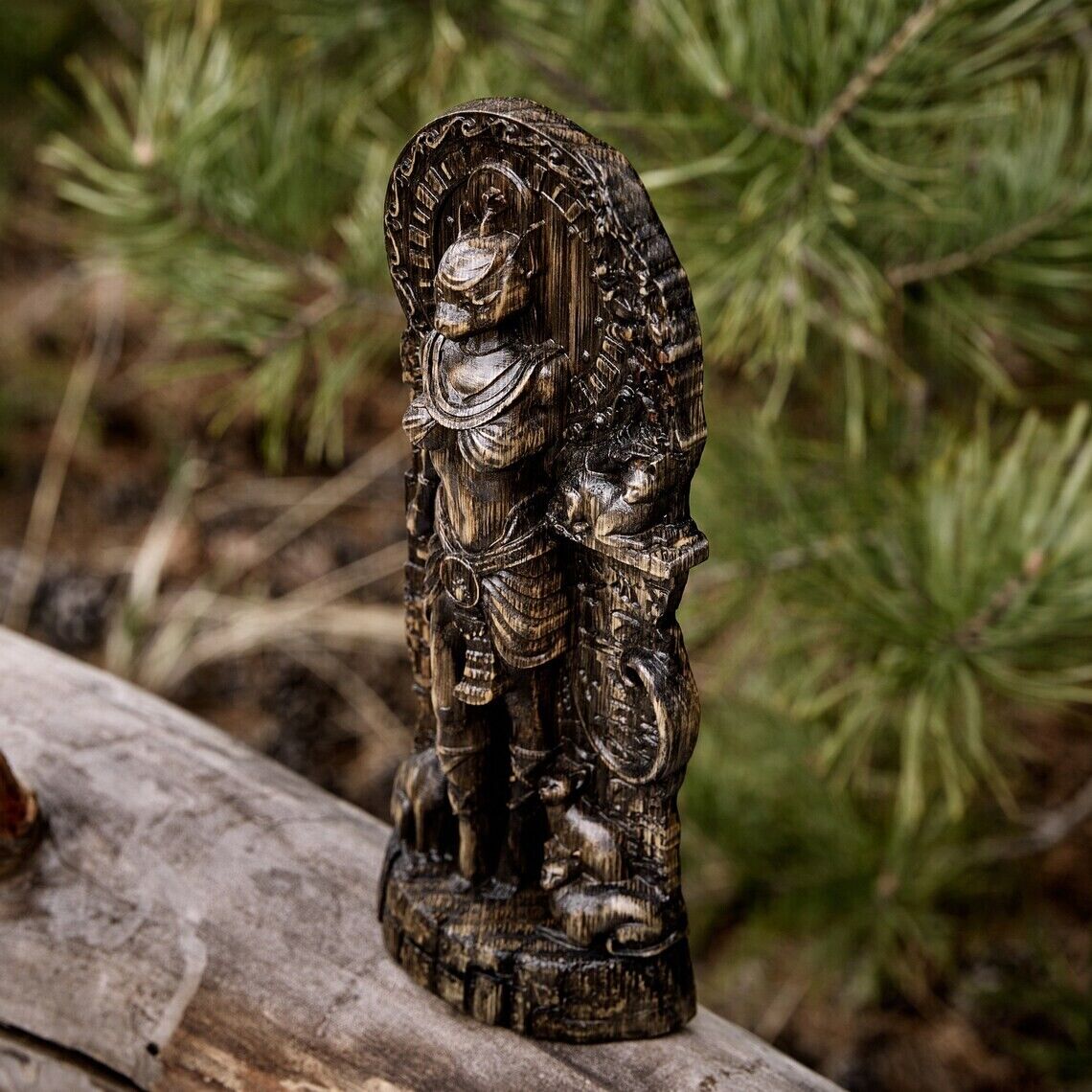 Bastet statue, Cat Goddess Egyptian gods, Wood carved altar Pagan paganism Wicca