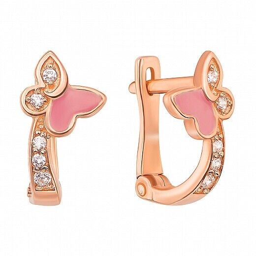 Earrings Ukrainian Сhild Ukraine Symbol Butterfly Jewelry Charm 14k gold (585)