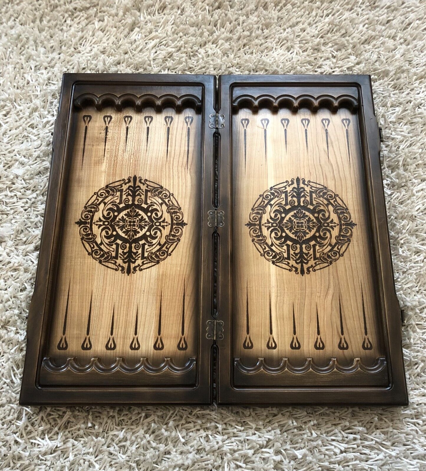 Artwork Backgammon "Tracery Ornament" – Handcrafted Wooden Masterpiece Board Game (58x28cm / 22.8x11 inches)