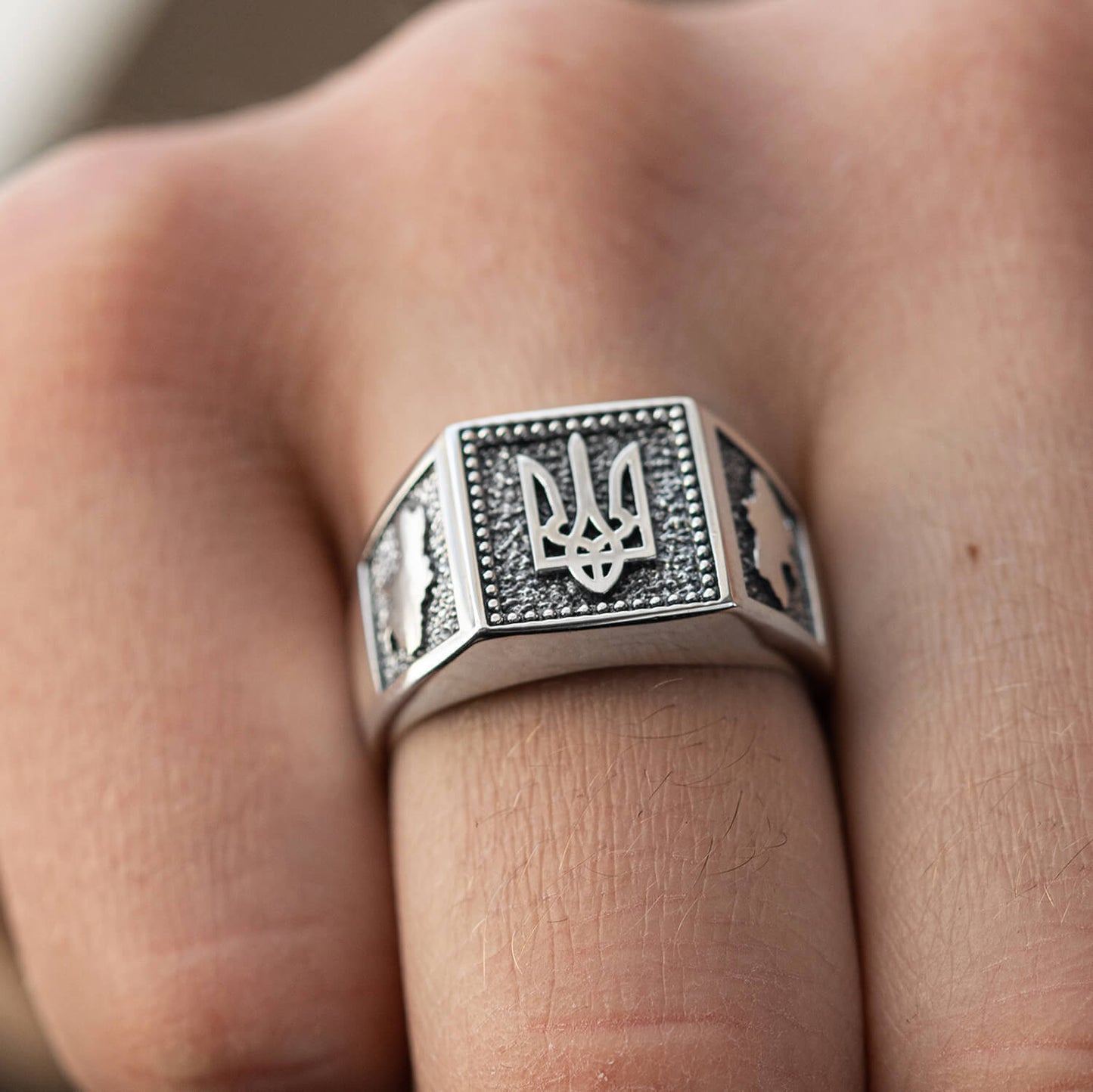 Silver 925 Ring - Trident - Ukraine Tryzub Jewelry Charm Кольцо Трезубец Sizes