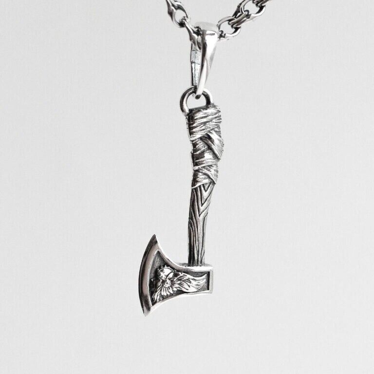 Ax Valkyrie Silver 925 Pendant Viking Rune Futark Necklace