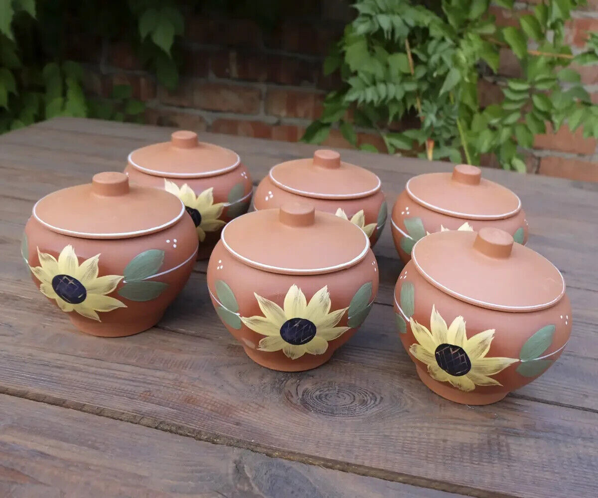 Baking Clay pot w/ lid Stoneware Cookware Ceramic Soup Sugar Bowl Dishes Tea